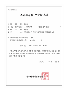 Smart Factory Level Assessment Certificate